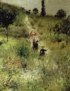 Pierre Auguste Renoir, uppfor backen genom hogt gras
